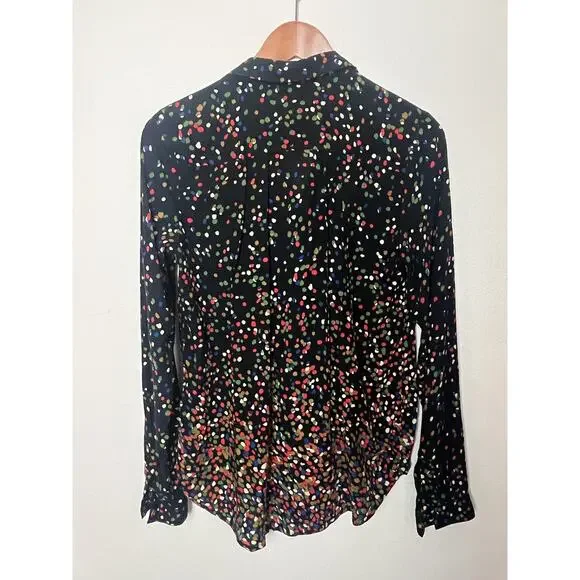 MAEVE Anthropologie Confetti Print Button Front Shirt Size 4 Black Multicolor - Picture 6 of 10